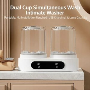 Dual-Cup Portable Washing Machine - Mini Washer for Underwear & Socks, 2-in-1 Hygienic Design