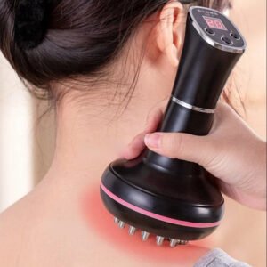 Professional Handheld Massager for Muscle & Lymphatic Support – 30 Massage Heads, 20-Level Microcurrent, Red Light Heat & Vibration, Rechargeable Full-Body Device for Neck, Back, Arms, Waist, Belly & Legs