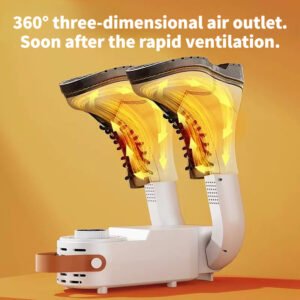 Portable Foldable Shoe Dryer – 720° 3D Surround Hot Air Circulation, 3 Temperature Settings, Digital Display, Auto Shutoff Timer