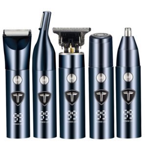 5-in-1 Multifunctional Shaver & Hair Clipper – Rechargeable Electric Trimmer with Interchangeable Heads for Beard, Nose Hair, Eyebrow, Pubic Area & Head Shaving, Full Body Washable, USB Charging