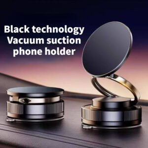 Foldable Vacuum Magnetic Phone Holder, 360° Rotation Car Air Vent Magnet Stand with Strong Suction Cup, Compact Mini Dashboard Navigation Bracket for Smartphones